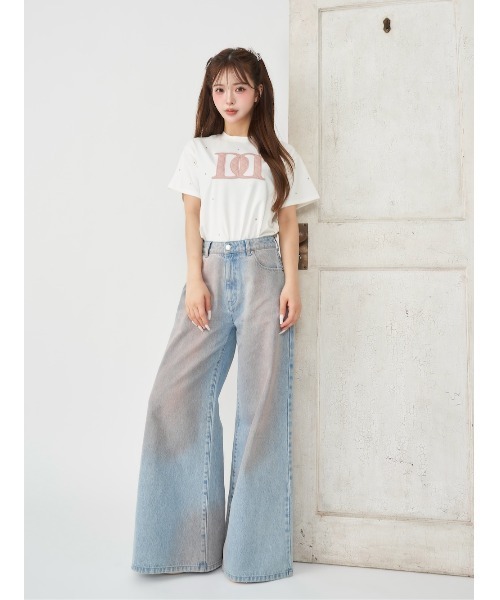 キルティングアップリケビジューTシャツ（Tシャツ/カットソー