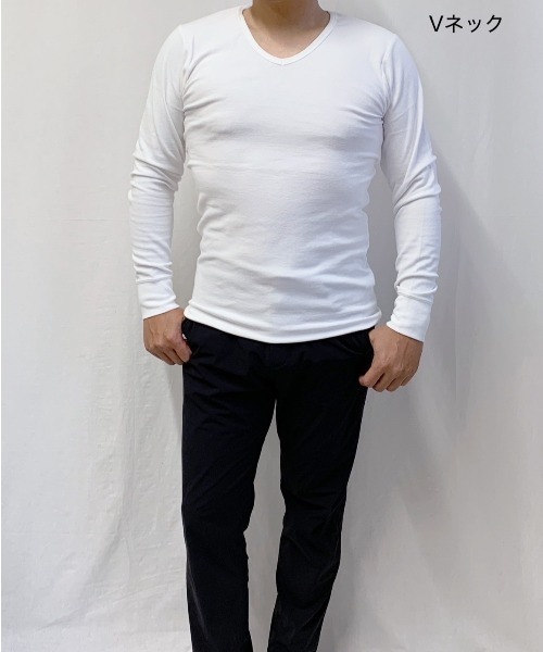 B'day(ビーデイ)の「スパンフライス 長袖 クルーネック&Vネック(Tシャツ/カットソー・メンズ・ブラック系その他/杢グレー/ブラック/グレー系その他/ホワイト/ホワイト系その他・MEDIUM/LARGE)」の1枚目の写真
