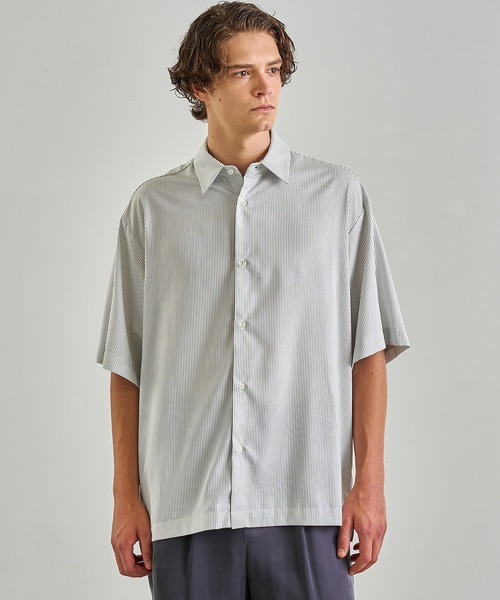 セール】DRY RAYON ストライプショートスリーブシャツ 接触冷感