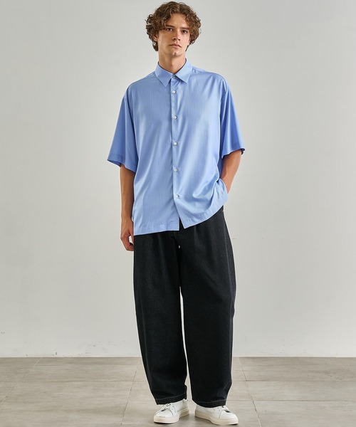 UNITED TOKYO（ユナイテッドトウキョウ）の「月間売上No1シリーズ【WEB限定】DRY RAYON ストライプショートスリーブシャツ　｜ 接触冷感/日本産/防シワ/ウォッシャブル/大人気/速乾/UVカット/オフィスカジュアル/ビジネス/通勤（シャツ/ブラウス・メンズ・サックスブルー/オフホワイト/ベージュ・1/2/3）」の20枚目の写真