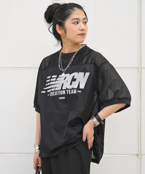 AMERICANA/アメリカーナ】メッシュTシャツ（Tシャツ／カットソー
