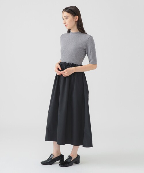 B:MING by BEAMS(ビーミングバイビームス)の「カット コンビ ワンピース (手洗い可)(ワンピース・レディース・ライトグレー/ブラック/オフホワイト・SMALL/MEDIUM)」の3枚目の写真