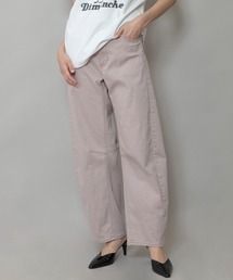 ダスティー加工デニムバレルパンツ