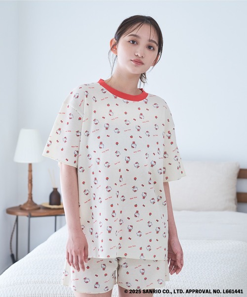 sanrio（サンリオ）の「FTL×サンリオキャラクターズ半袖ルームウェア / ワンマイルウェア / パジャマセット ルームセット セットアップ 上下2点セット / リンクコーデ / ギフト プレゼント（ルームウェア/パジャマ・レディース・サックスブルー/ブラック/グリーン/レッド・M/L）」の6枚目の写真