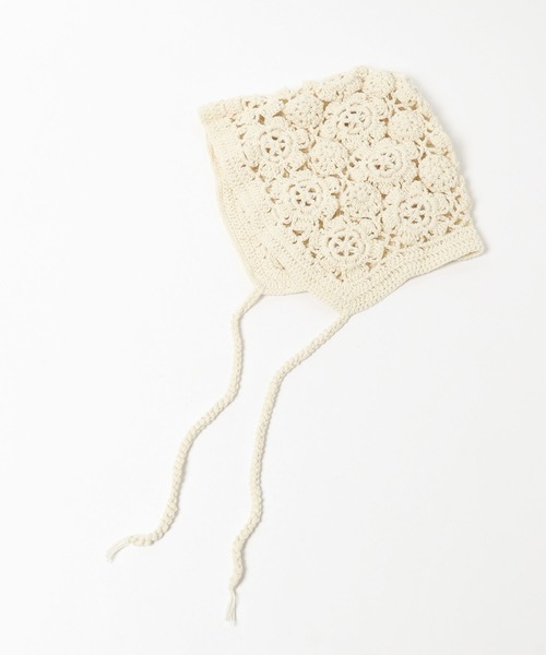 niko and...（ニコアンド）の「オリジナルフラワーボンネット（ニットキャップ/ビーニー・レディース・チャコール/ベージュ・0）」の5枚目の写真