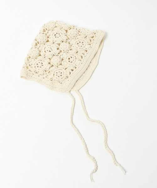 niko and...（ニコアンド）の「オリジナルフラワーボンネット（ニットキャップ/ビーニー・レディース・チャコール/ベージュ・0）」の4枚目の写真