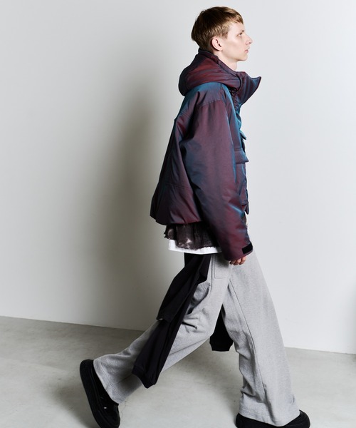 AIVER（アイバー）の「AIVER　ヘビースウェットレイヤードバギーパンツ（スウェットパンツ・メンズ・ブラック/グレー・SMALL/MEDIUM/LARGE）」の8枚目の写真