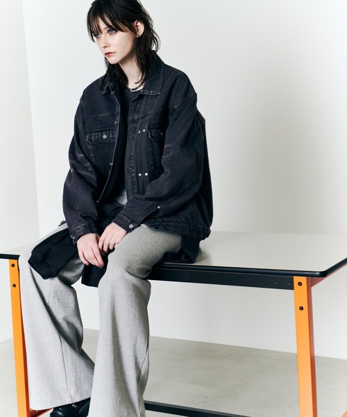 AIVER（アイバー）の「AIVER　ヘビースウェットレイヤードバギーパンツ（スウェットパンツ・メンズ・ブラック/グレー・SMALL/MEDIUM/LARGE）」の11枚目の写真