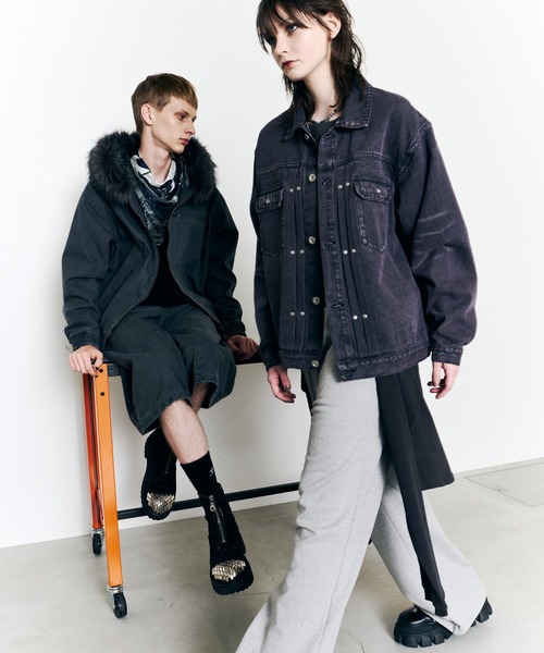 AIVER（アイバー）の「AIVER　ヘビースウェットレイヤードバギーパンツ（スウェットパンツ・メンズ・ブラック/グレー・SMALL/MEDIUM/LARGE）」の12枚目の写真