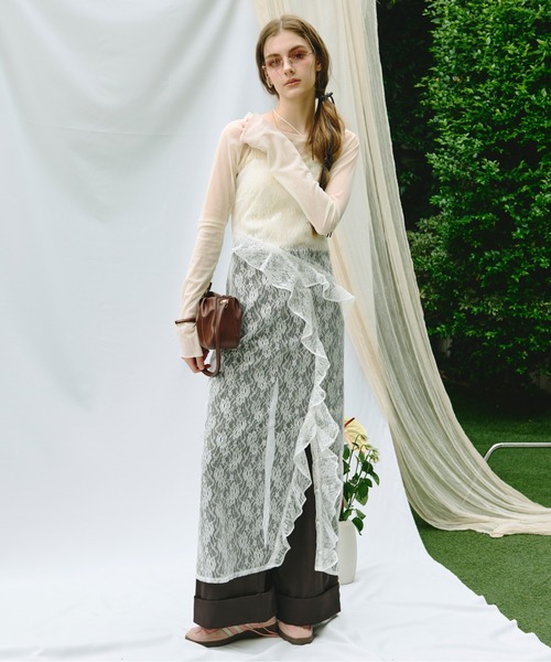 loin nuit（ロワンニュイ）の「frill slit cami onepiece / フリルスリットキャミワンピース（ワンピース・レディース・ホワイト/その他/ブラック・FREE）」の2枚目の写真