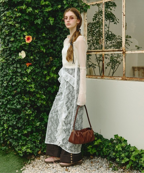 loin nuit（ロワンニュイ）の「frill slit cami onepiece / フリルスリットキャミワンピース（ワンピース・レディース・ホワイト/その他/ブラック・FREE）」の11枚目の写真