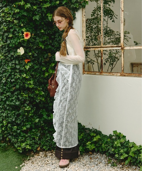 loin nuit（ロワンニュイ）の「frill slit cami onepiece / フリルスリットキャミワンピース（ワンピース・レディース・ホワイト/その他/ブラック・FREE）」の12枚目の写真