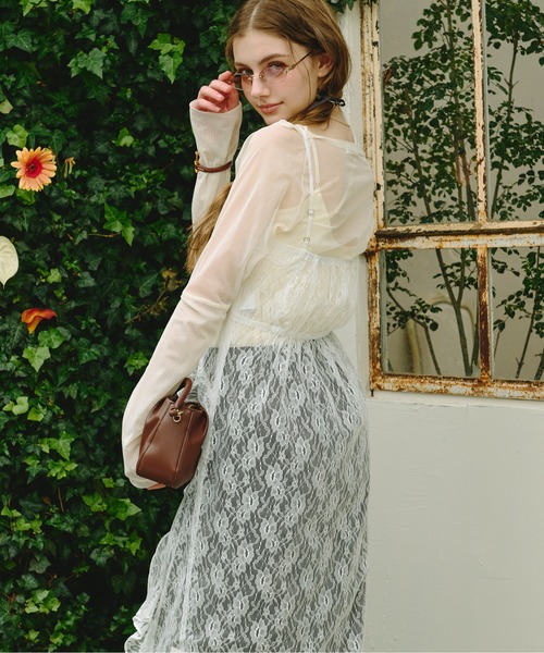 loin nuit（ロワンニュイ）の「frill slit cami onepiece / フリルスリットキャミワンピース（ワンピース・レディース・ホワイト/その他/ブラック・FREE）」の7枚目の写真