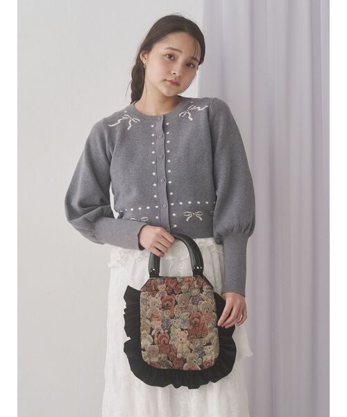 merry jenny（メリージェニー）の「ribbon dotパフスリーブニットカーディガン（カーディガン/ボレロ・レディース・アイボリー/グレー/レッド・FREE）」の11枚目の写真