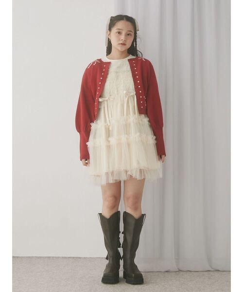 merry jenny（メリージェニー）の「ribbon dotパフスリーブニットカーディガン（カーディガン/ボレロ・レディース・アイボリー/グレー/レッド・FREE）」の15枚目の写真