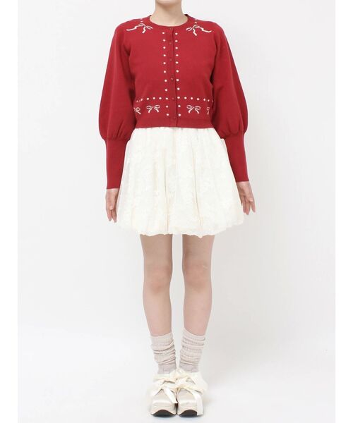 merry jenny（メリージェニー）の「ribbon dotパフスリーブニットカーディガン（カーディガン/ボレロ・レディース・アイボリー/グレー/レッド・FREE）」の16枚目の写真