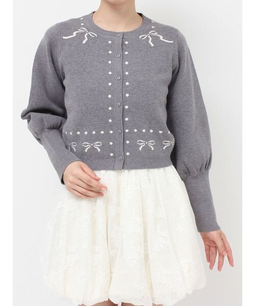 merry jenny（メリージェニー）の「ribbon dotパフスリーブニットカーディガン（カーディガン/ボレロ・レディース・アイボリー/グレー/レッド・FREE）」の21枚目の写真