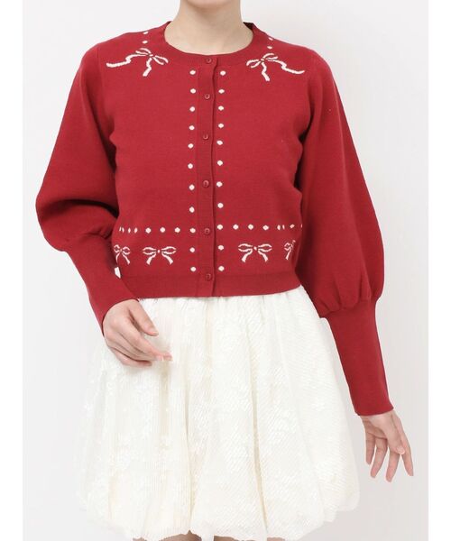 merry jenny（メリージェニー）の「ribbon dotパフスリーブニットカーディガン（カーディガン/ボレロ・レディース・アイボリー/グレー/レッド・FREE）」の22枚目の写真