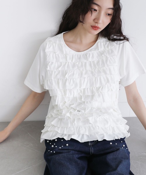 somari imagination（ソマリ イマジネーション）の「フリルカットソー（Tシャツ/カットソー・レディース・オフホワイト/ブラック・2/1）」の19枚目の写真