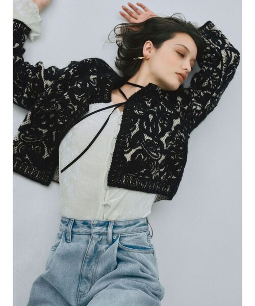 LAGUNAMOON（ラグナムーン）の「【WEB限定カラーあり】コードエンブロイダリーニットカーデ（カーディガン/ボレロ・レディース・オフホワイト/ブラウン/その他1/その他・FREE）」の10枚目の写真