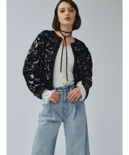 ラグナムーン/コードエンブロイダリーニットカーデ セール】【WEB限定カラーあり】コードエンブロイダリーニットカーデ