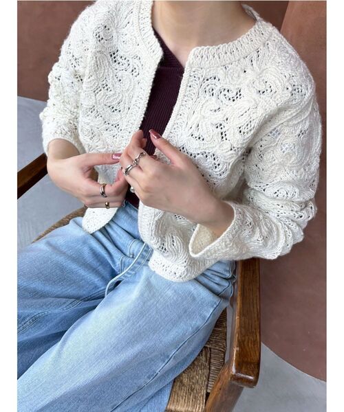 LAGUNAMOON（ラグナムーン）の「【WEB限定カラーあり】コードエンブロイダリーニットカーデ（カーディガン/ボレロ・レディース・オフホワイト/ブラウン/その他1/その他・FREE）」の22枚目の写真