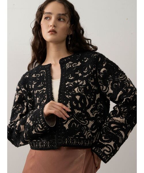 ラグナムーン/コードエンブロイダリーニットカーデ セール】【WEB限定カラーあり】コードエンブロイダリーニットカーデ