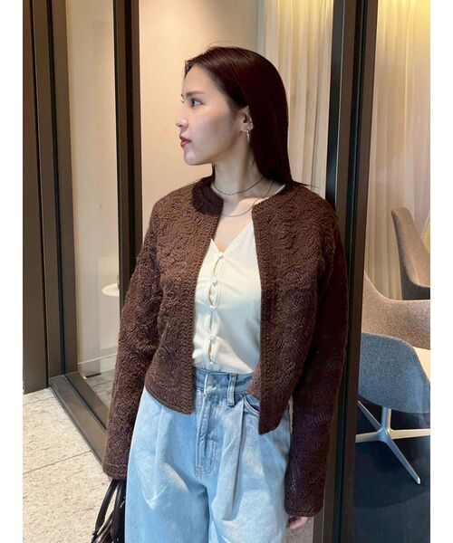 セール】【WEB限定カラーあり】コードエンブロイダリーニットカーデ