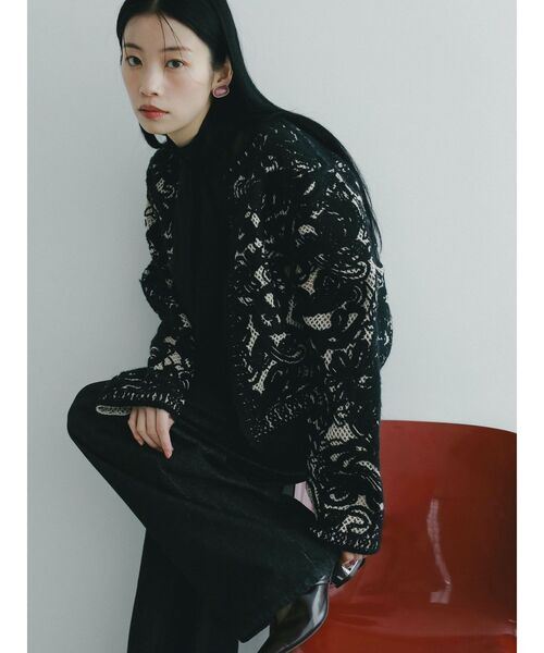 セール】【WEB限定カラーあり】コードエンブロイダリーニットカーデ