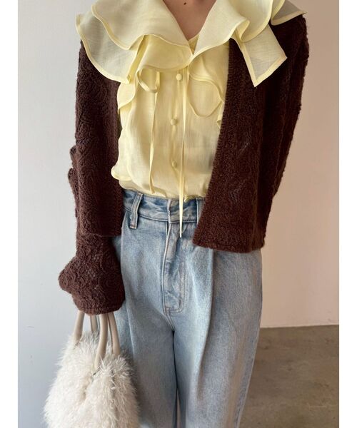 セール】【WEB限定カラーあり】コードエンブロイダリーニットカーデ