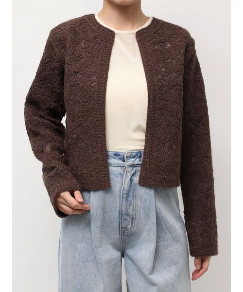 セール】【WEB限定カラーあり】コードエンブロイダリーニットカーデ