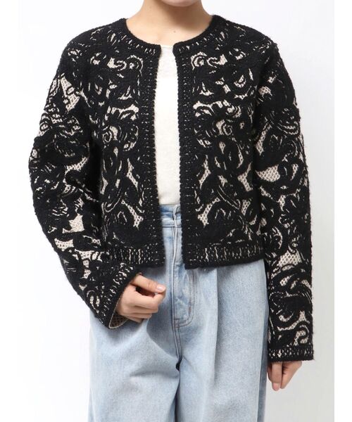 セール】【WEB限定カラーあり】コードエンブロイダリーニットカーデ