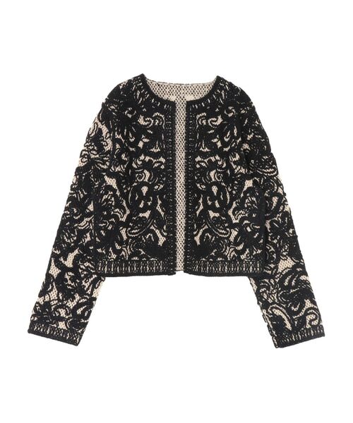 セール】【WEB限定カラーあり】コードエンブロイダリーニットカーデ