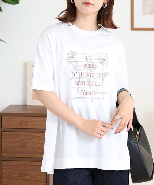 BRODIAEA(ブローディア)の「BRODIAEA かすれプリント半袖Tシャツ(Tシャツ/カットソー・レディース・ブラック/オフホワイト/ライトグリーン/シルバーグレー・40)」の1枚目の写真