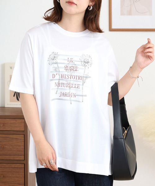 BRODIAEA(ブローディア)の「BRODIAEA かすれプリント半袖Tシャツ(Tシャツ/カットソー・レディース・ブラック/オフホワイト/ライトグリーン/シルバーグレー・40)」の18枚目の写真
