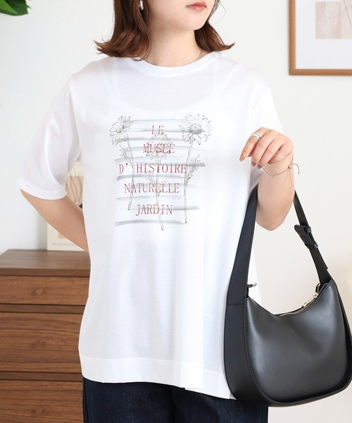 BRODIAEA(ブローディア)の「BRODIAEA かすれプリント半袖Tシャツ(Tシャツ/カットソー・レディース・ブラック/オフホワイト/ライトグリーン/シルバーグレー・40)」の19枚目の写真