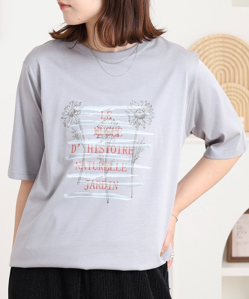 BRODIAEA(ブローディア)の「BRODIAEA かすれプリント半袖Tシャツ(Tシャツ/カットソー・レディース・ブラック/オフホワイト/ライトグリーン/シルバーグレー・40)」の16枚目の写真