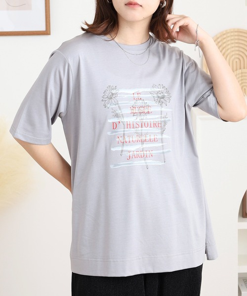 BRODIAEA(ブローディア)の「BRODIAEA かすれプリント半袖Tシャツ(Tシャツ/カットソー・レディース・ブラック/オフホワイト/ライトグリーン/シルバーグレー・40)」の17枚目の写真