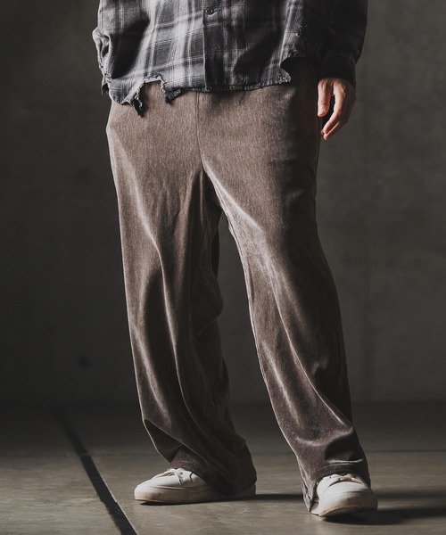 GLIMCLAP(グリムクラップ)の「mp13873-Velour fabric wide-leg trousers ベロアパンツ(その他パンツ・メンズ・チャコール/ブラック・S/M/L)」の3枚目の写真