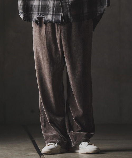 GLIMCLAP(グリムクラップ)の「mp13873-Velour fabric wide-leg trousers ベロアパンツ(その他パンツ・メンズ・チャコール/ブラック・S/M/L)」の4枚目の写真