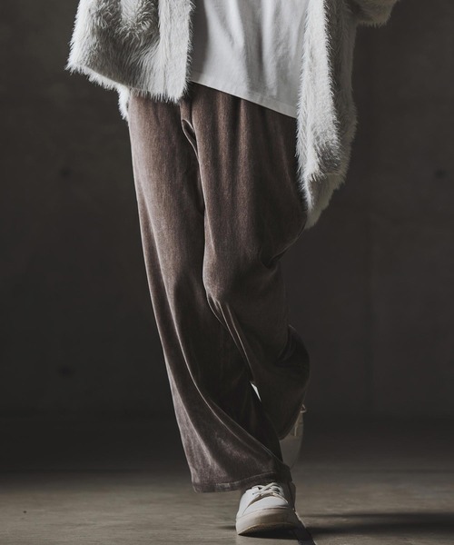 GLIMCLAP(グリムクラップ)の「mp13873-Velour fabric wide-leg trousers ベロアパンツ(その他パンツ・メンズ・チャコール/ブラック・S/M/L)」の5枚目の写真