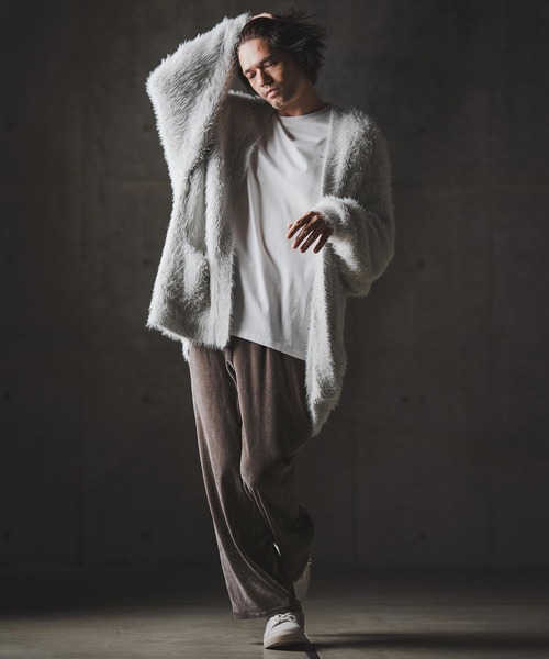 GLIMCLAP(グリムクラップ)の「mp13873-Velour fabric wide-leg trousers ベロアパンツ(その他パンツ・メンズ・チャコール/ブラック・S/M/L)」の7枚目の写真