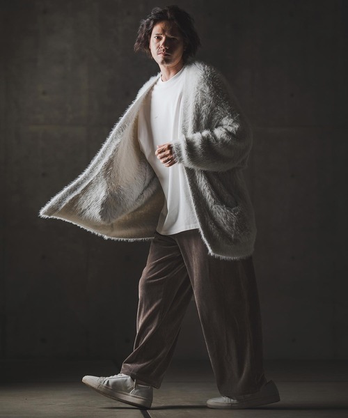 GLIMCLAP(グリムクラップ)の「mp13873-Velour fabric wide-leg trousers ベロアパンツ(その他パンツ・メンズ・チャコール/ブラック・S/M/L)」の8枚目の写真
