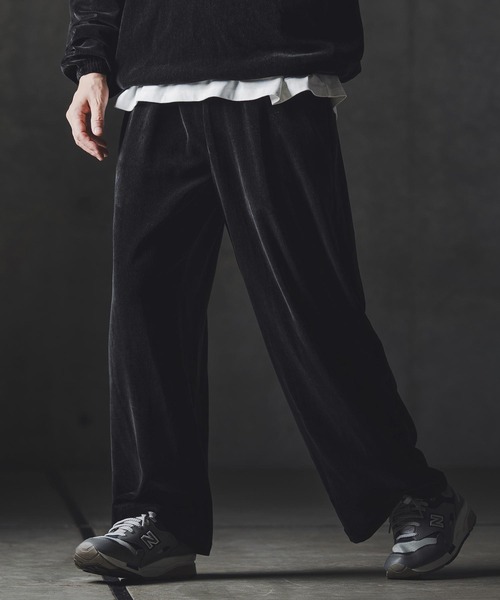 GLIMCLAP(グリムクラップ)の「mp13873-Velour fabric wide-leg trousers ベロアパンツ(その他パンツ・メンズ・チャコール/ブラック・S/M/L)」の11枚目の写真