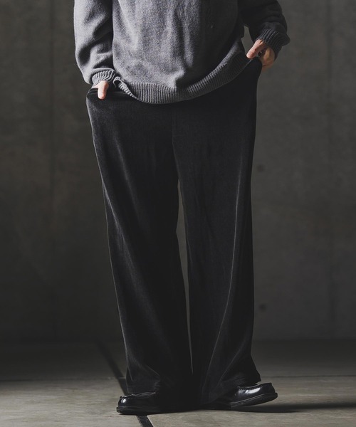 GLIMCLAP(グリムクラップ)の「mp13873-Velour fabric wide-leg trousers ベロアパンツ(その他パンツ・メンズ・チャコール/ブラック・S/M/L)」の13枚目の写真