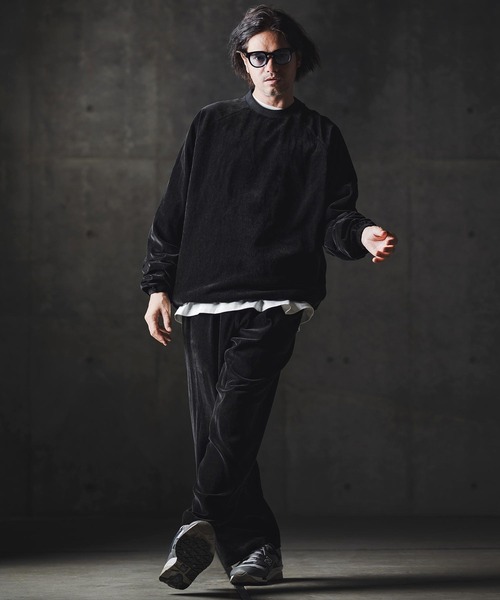 GLIMCLAP(グリムクラップ)の「mp13873-Velour fabric wide-leg trousers ベロアパンツ(その他パンツ・メンズ・チャコール/ブラック・S/M/L)」の14枚目の写真