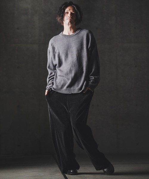 GLIMCLAP(グリムクラップ)の「mp13873-Velour fabric wide-leg trousers ベロアパンツ(その他パンツ・メンズ・チャコール/ブラック・S/M/L)」の15枚目の写真