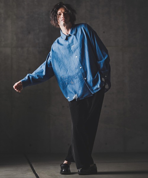 GLIMCLAP(グリムクラップ)の「mp13873-Velour fabric wide-leg trousers ベロアパンツ(その他パンツ・メンズ・チャコール/ブラック・S/M/L)」の16枚目の写真