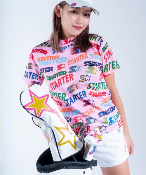 STARTER(スターター)の「【STARTER GOLF】スターターゴルフ STARTERロゴパターン 総柄モックネック半袖Tシャツメンズ レディース ユニセックス SG-123003(Tシャツ/カットソー・メンズ・ホワイト/ピンク/ブラック・L/M/XL)」の3枚目の写真