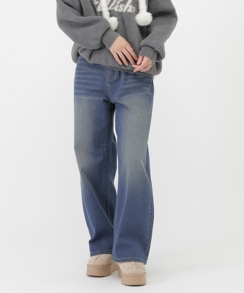 GLOBAL WORK(グローバルワーク)の「ワイドストレートデニム/AND YUA ANY/571656(デニムパンツ・キッズ・ブラック/ブルー/インディゴブルー/ライトブラウン/ブルー系5・SMALL/MEDIUM/LARGE)」の16枚目の写真